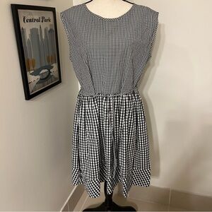 Madewell Black and White Checkered Gingham Midi Dress SZ M